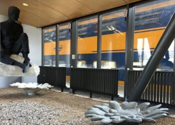 Kunst kijken terwijl je wacht op je trein in Haarlem