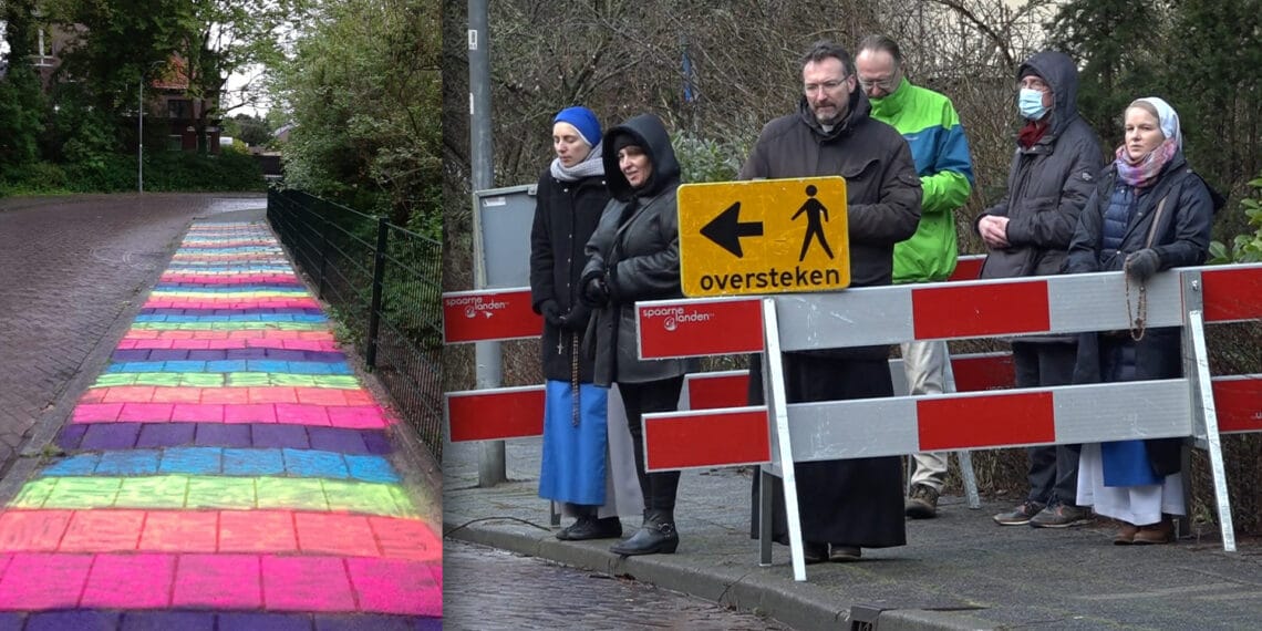 ‘Grapje’ met regenboogstoep tegen betogers bij abortuskliniek