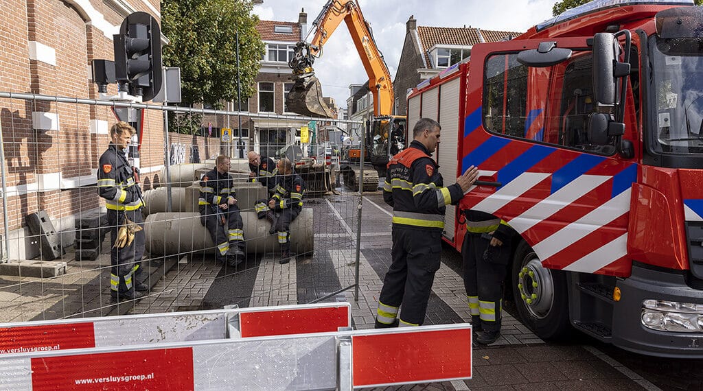 Gaslekkage bij graafwerkzaamheden in het centrum van Haarlem
