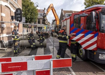 Gaslekkage bij graafwerkzaamheden in het centrum van Haarlem
