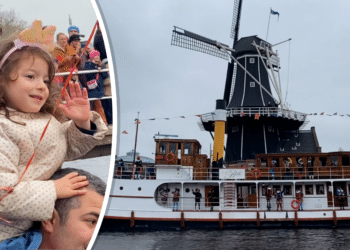 Kids zwaaien vanaf de kade naar Sint: “Jammer dat pieten nu niet met pepernoten strooien”