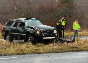 Auto belandt naast Zeeweg bij Overveen