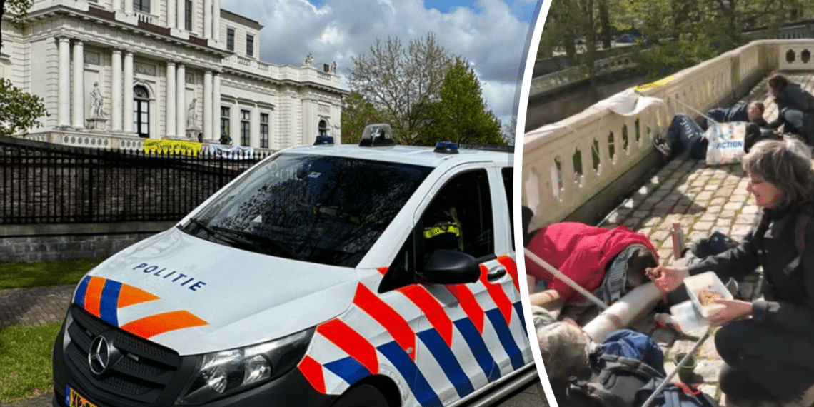 Klimaatactivisten bezetten bordes van provinciehuis in Haarlem: acht mensen gearresteerd